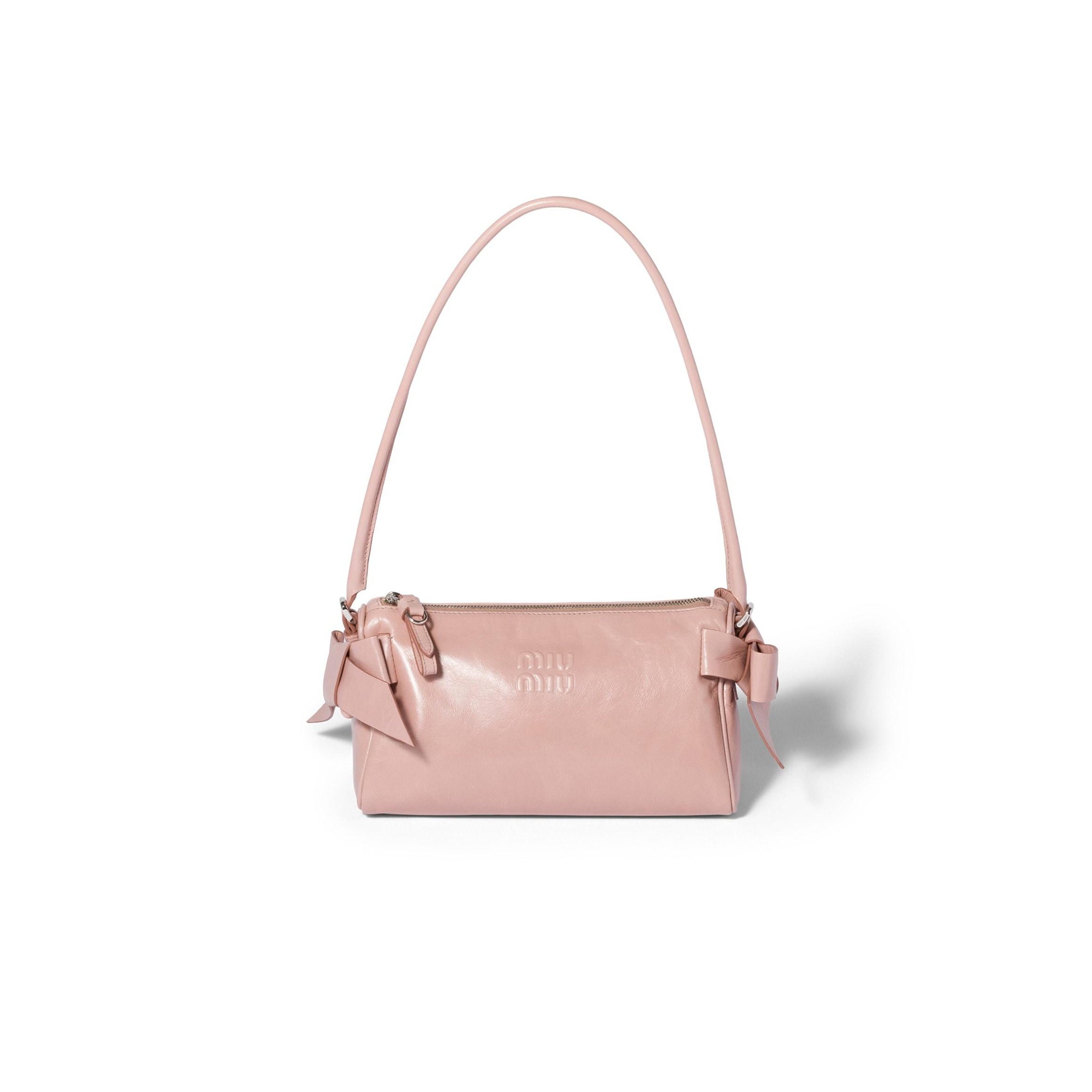 MIU MIU WOMEN'S PINK SHINY LEATHER POUCH 5NE029 (21*12.5*9.5cm)